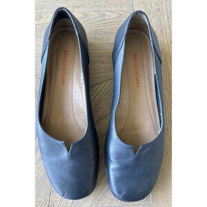 NATURALIZER 638a06 Women's Flexy Flat Navy Leather VGUC Size 6.5